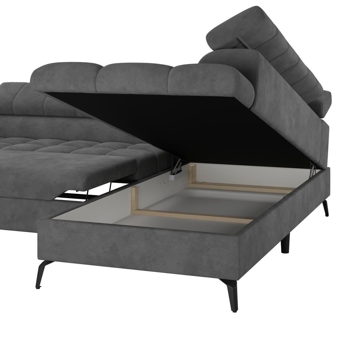 ECKSOFA in Dunkelgrau  - Dunkelgrau/Schwarz, Trend, Kunststoff/Textil (261/203cm) - Livetastic