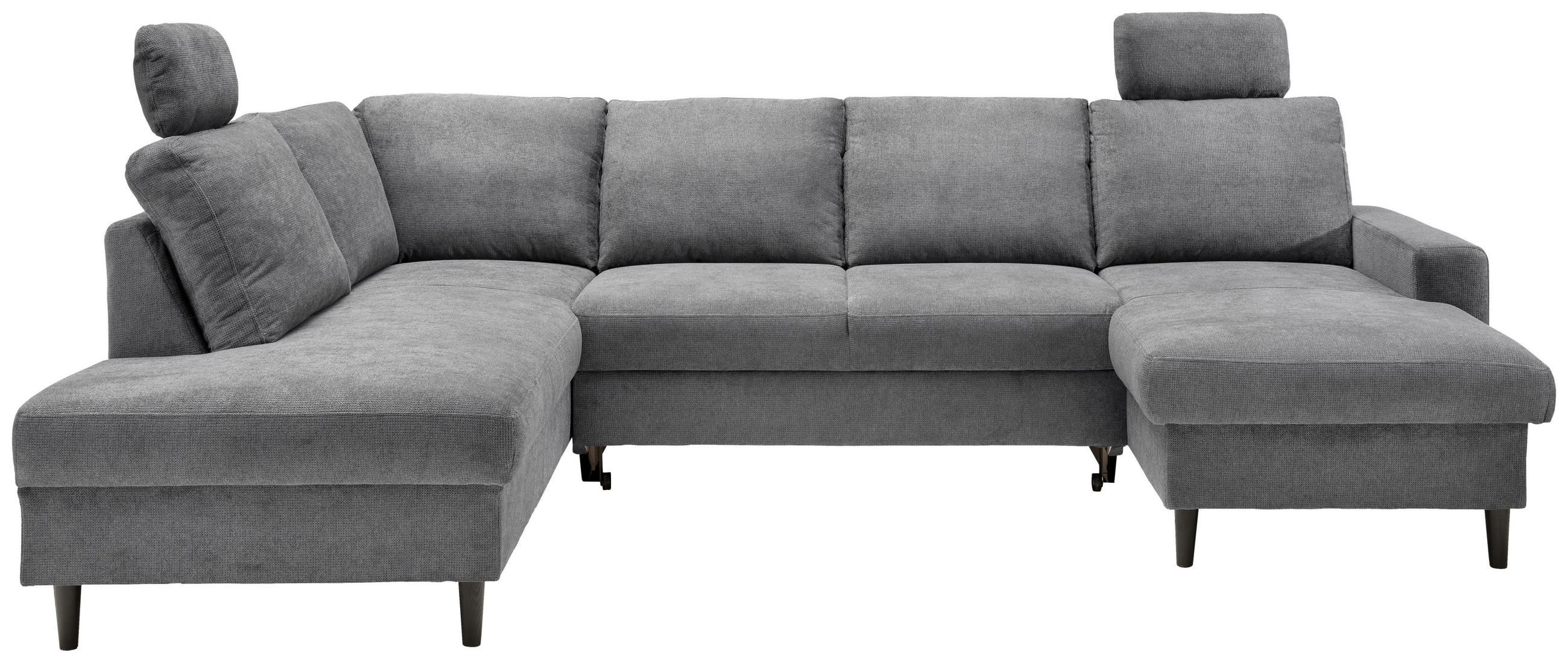 WOHNLANDSCHAFT in Chenille Dunkelgrau - Dunkelgrau/Schwarz, Modern, Holz/Textil (200/305/153cm) - Livetastic