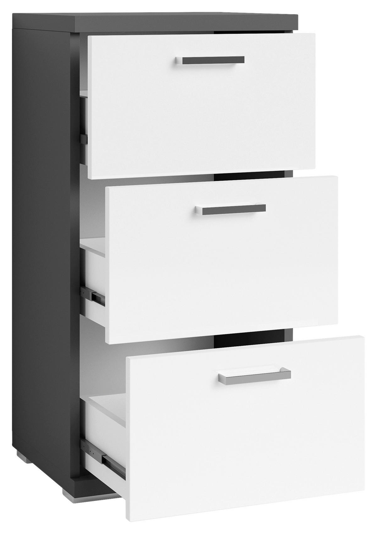 UNTERSCHRANK 35,5/74/31,5 cm   - Chromfarben/Weiß Hochglanz, MODERN, Holzwerkstoff/Metall (35,5/74/31,5cm) - MID.YOU