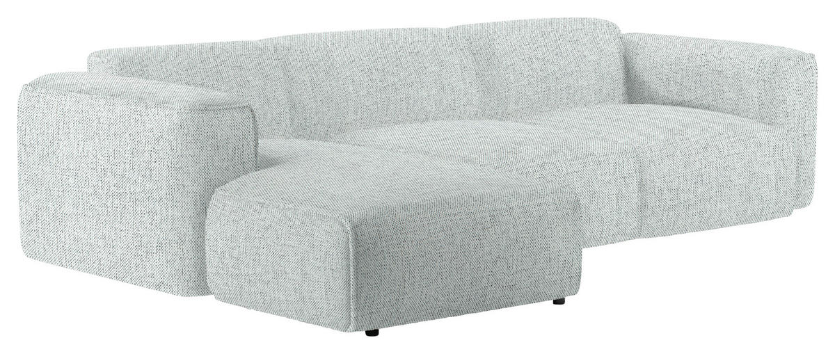 ECKSOFA Hellgrau Webstoff Rücken echt  - Hellgrau/Schwarz, Design, Kunststoff/Textil (171/290cm) - home24