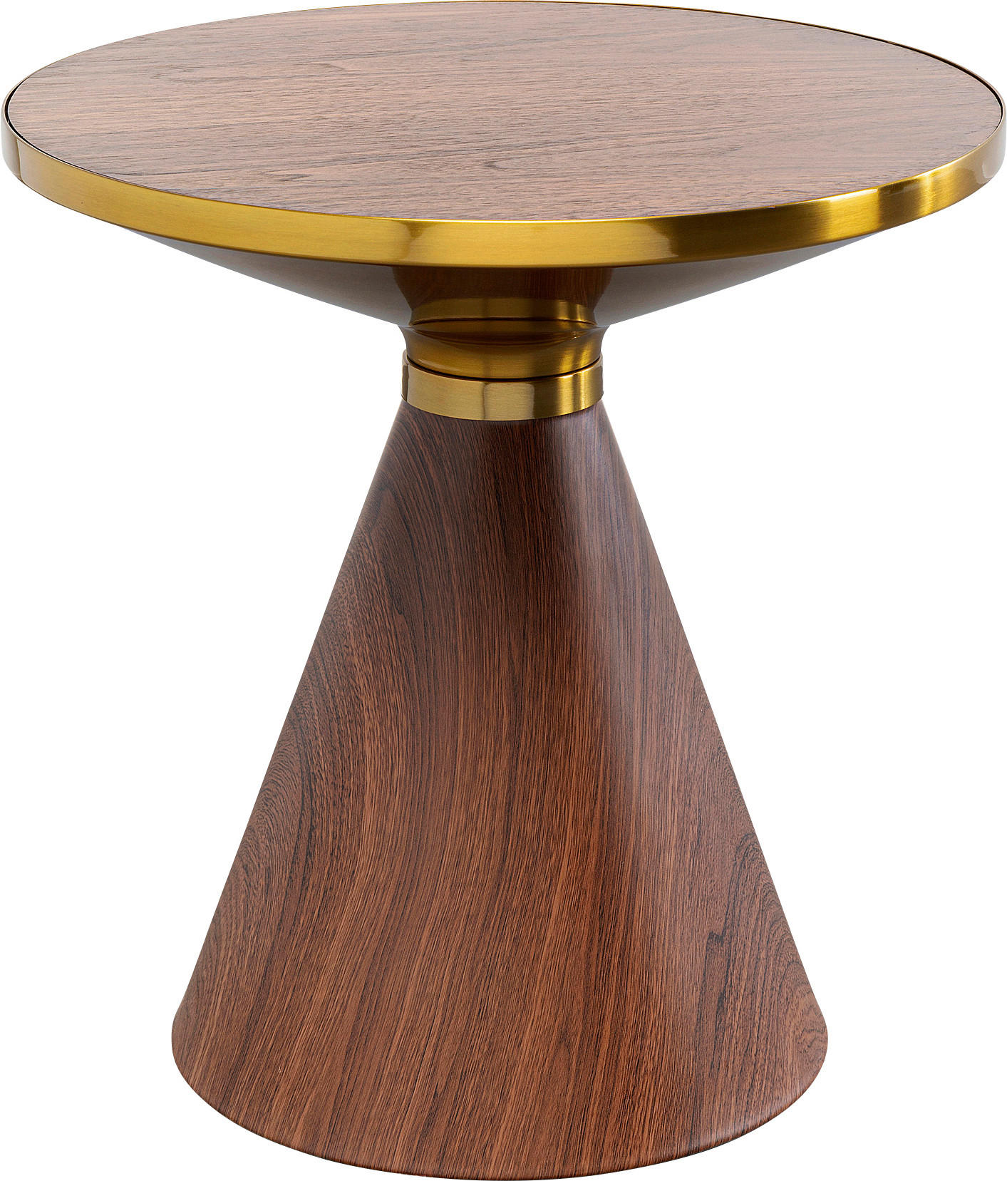 COUCHTISCH Walnuss furniert 50/50/52 cm rund Goldfarben, Walnussfarben  - Goldfarben/Walnussfarben, Design, Holz/Metall (50/50/52cm) - Kare-Design