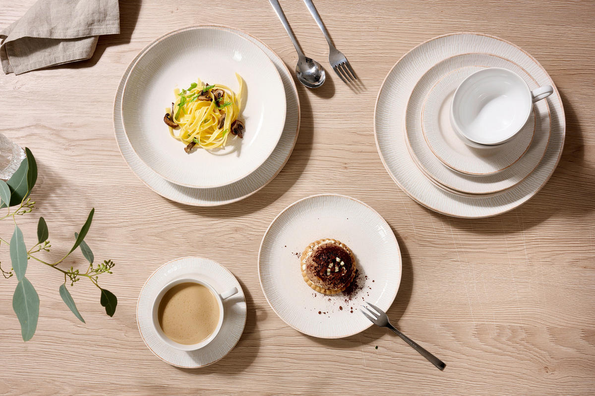 TAFELSERVICE Creme, Weiß Cara 12-teilig  - Creme/Weiß, KONVENTIONELL, Keramik (29/29/19cm) - Ritzenhoff Breker