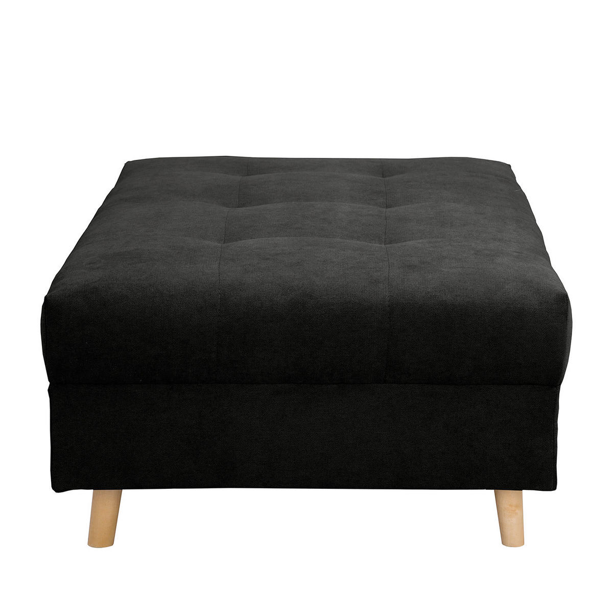 ECKSOFA inkl. Hocker Ariella Schwarz Mikrofaser Rückenkissen, Hocker  - Schwarz/Naturfarben, Design, Holz/Textil (161/231cm) - Livetastic