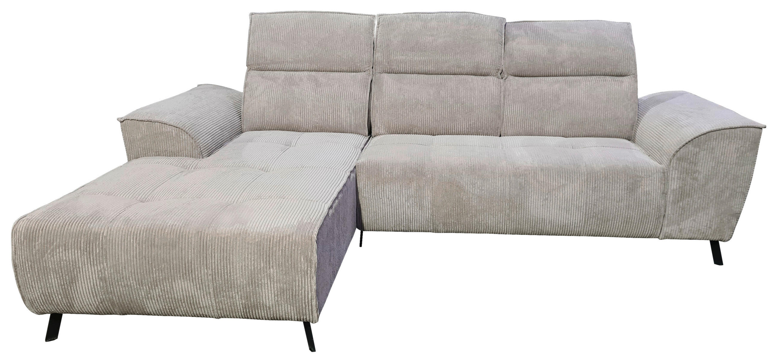 ECKSOFA Taupe Cord  - Taupe/Schwarz, KONVENTIONELL, Textil/Metall (196/290cm) - Carryhome