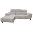 ECKSOFA Taupe Cord  - Taupe/Schwarz, KONVENTIONELL, Textil/Metall (196/290cm) - Carryhome