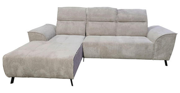ECKSOFA Taupe Cord  - Taupe/Schwarz, KONVENTIONELL, Textil/Metall (196/290cm) - Carryhome