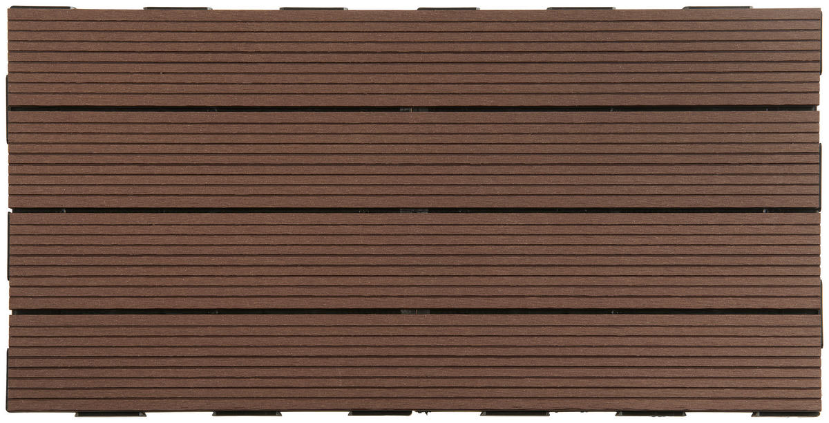 TERRASSENFLIESE Grau, Dunkelbraun 6 Stück  - Dunkelbraun/Grau, Basics, Kunststoff (60/30/2cm) - Ambia Garden