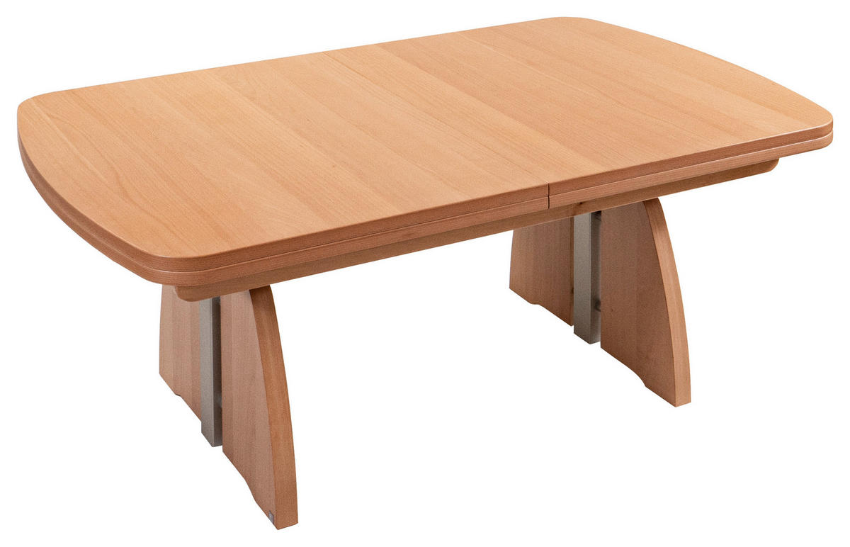 COUCHTISCH Buche furniert 125-245/75/55-74 cm rechteckig Silberfarben, Buchefarben  - Silberfarben/Buchefarben, KONVENTIONELL, Holz/Metall (125-245/75/55-74cm) - Venda