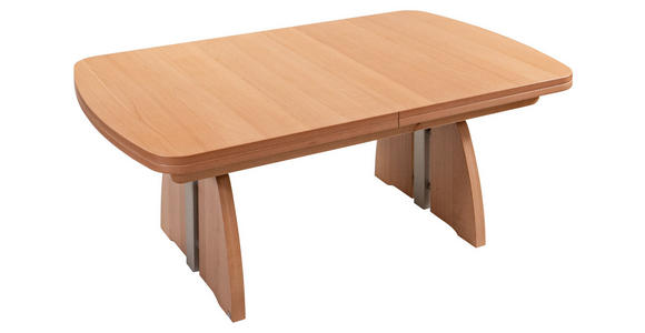 COUCHTISCH Buche furniert 125-245/75/55-74 cm rechteckig Silberfarben, Buchefarben  - Silberfarben/Buchefarben, KONVENTIONELL, Holz/Metall (125-245/75/55-74cm) - Venda