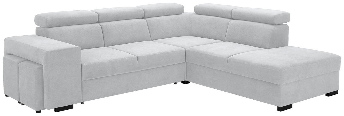 ECKSOFA Hellgrau Webstoff  - Hellgrau/Schwarz, KONVENTIONELL, Holz/Textil (283/244cm) - Carryhome