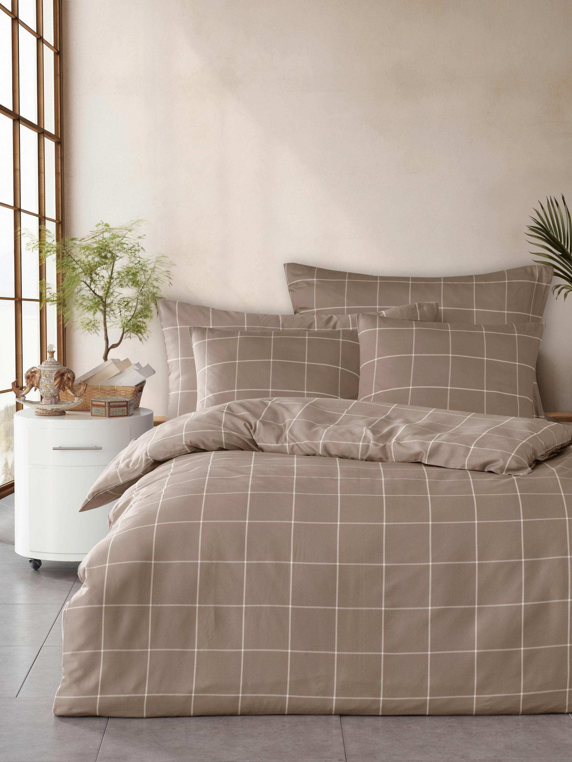BETTWÄSCHESET Satin 200/210 cm  65 cm/100 cm  - Cappuccino, Basics, Textil (200/210cm) - Ambiente