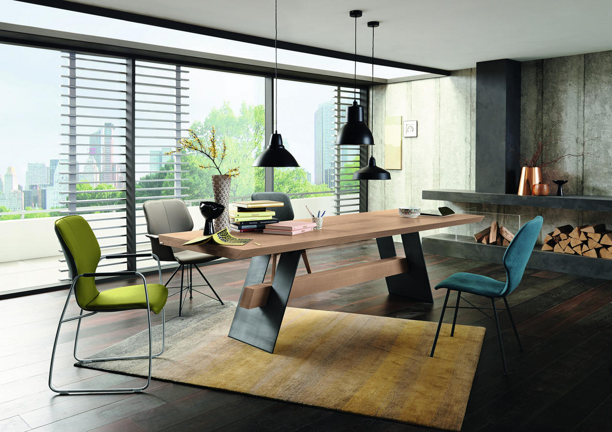 ESSTISCH Asteiche vollmassiv rechteckig Eichefarben, Dunkelgrau  - Eichefarben/Dunkelgrau, Design, Holz/Metall (240/100/77cm) - Musterring