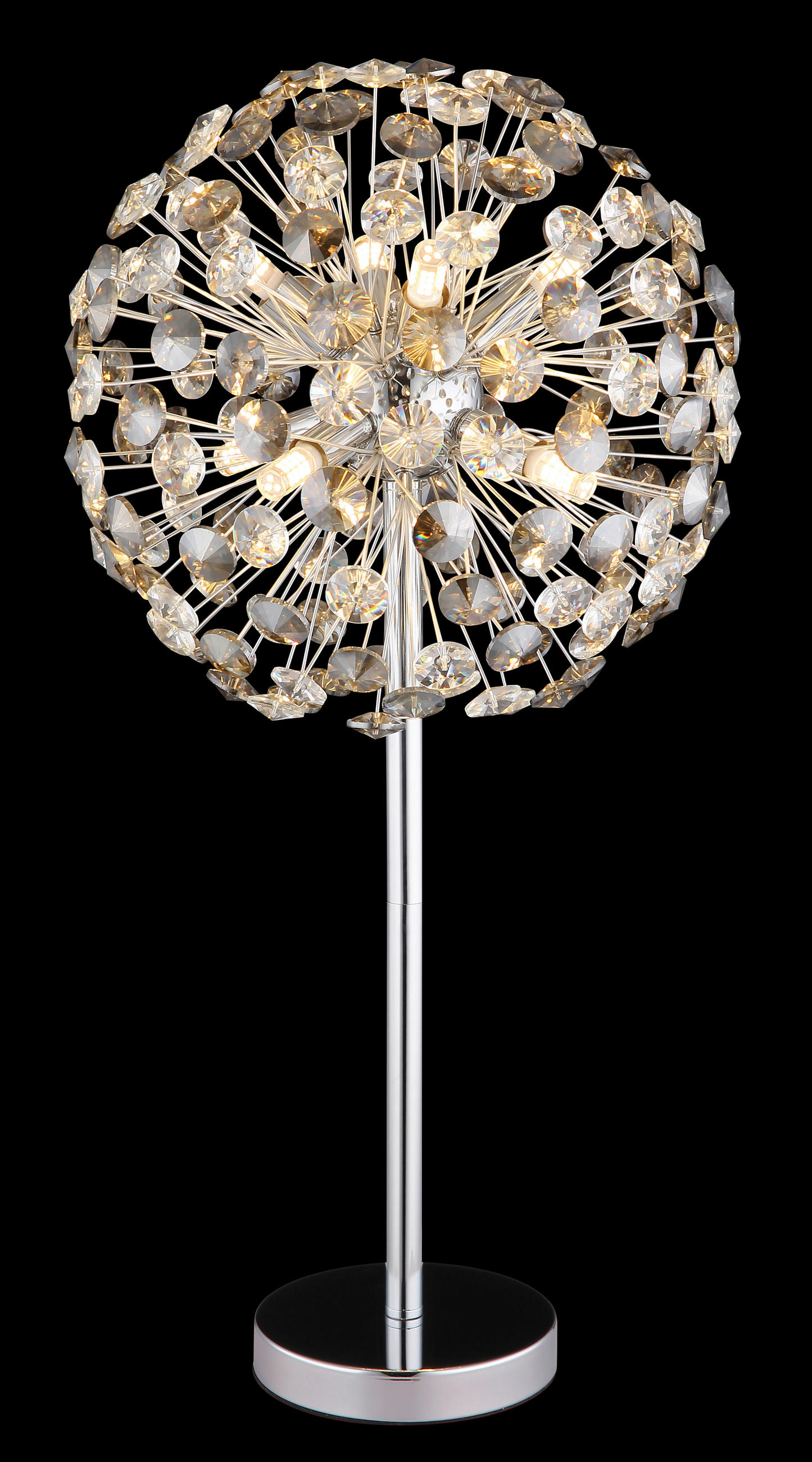 KRISTALL-TISCHLEUCHTE 35/65 cm   - Klar/Chromfarben, LIFESTYLE, Glas/Kunststoff (35/65cm) - Globo