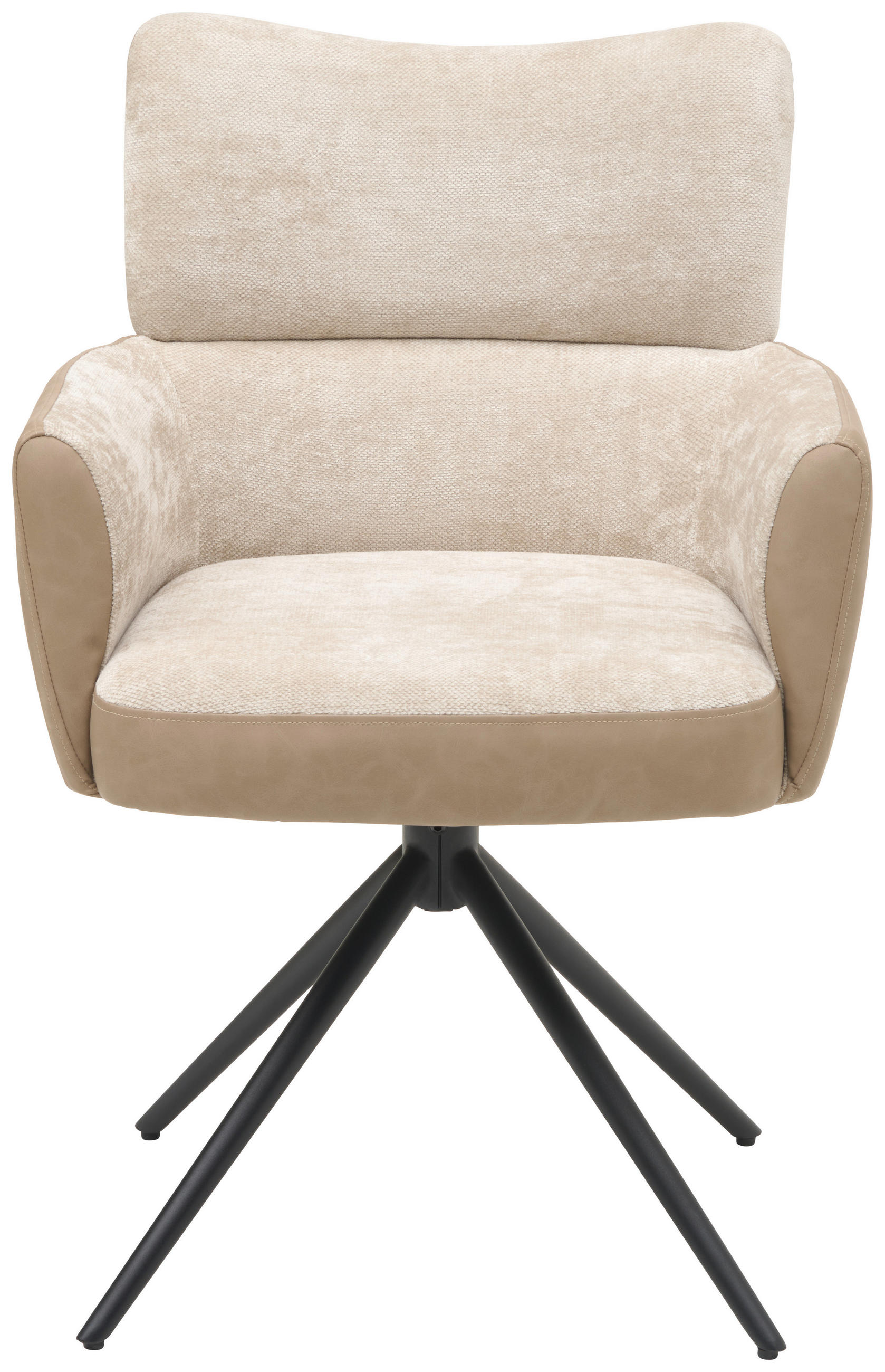 ARMLEHNSTUHL  in Eisen Lederlook, Webstoff  - Beige/Schwarz, KONVENTIONELL, Textil/Metall (58/84/64cm) - MID.YOU