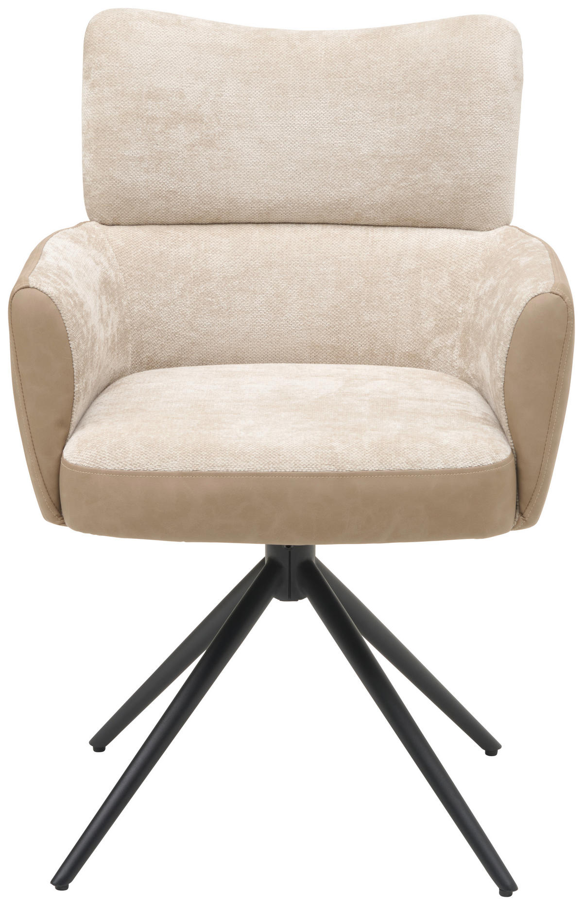 ARMLEHNSTUHL  in Eisen Lederlook, Webstoff  - Beige/Schwarz, KONVENTIONELL, Textil/Metall (58/84/64cm) - MID.YOU