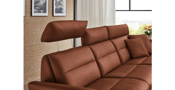 ECKSOFA in Echtleder Cognac 300/157 cm - Cognac/Schwarz, Design, Leder/Metall (300/157cm) - Dieter Knoll
