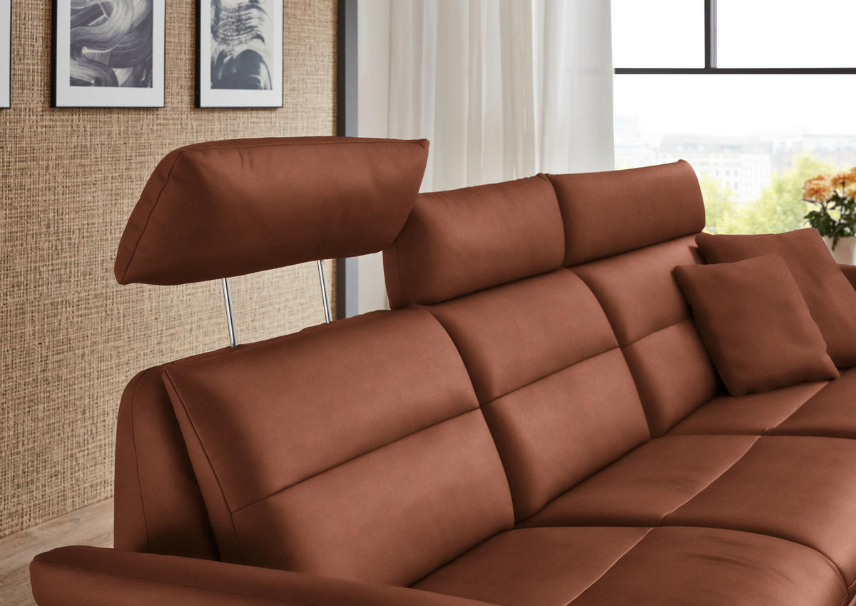 ECKSOFA in Echtleder Cognac  - Cognac/Schwarz, Design, Leder/Metall (300/157cm) - Dieter Knoll