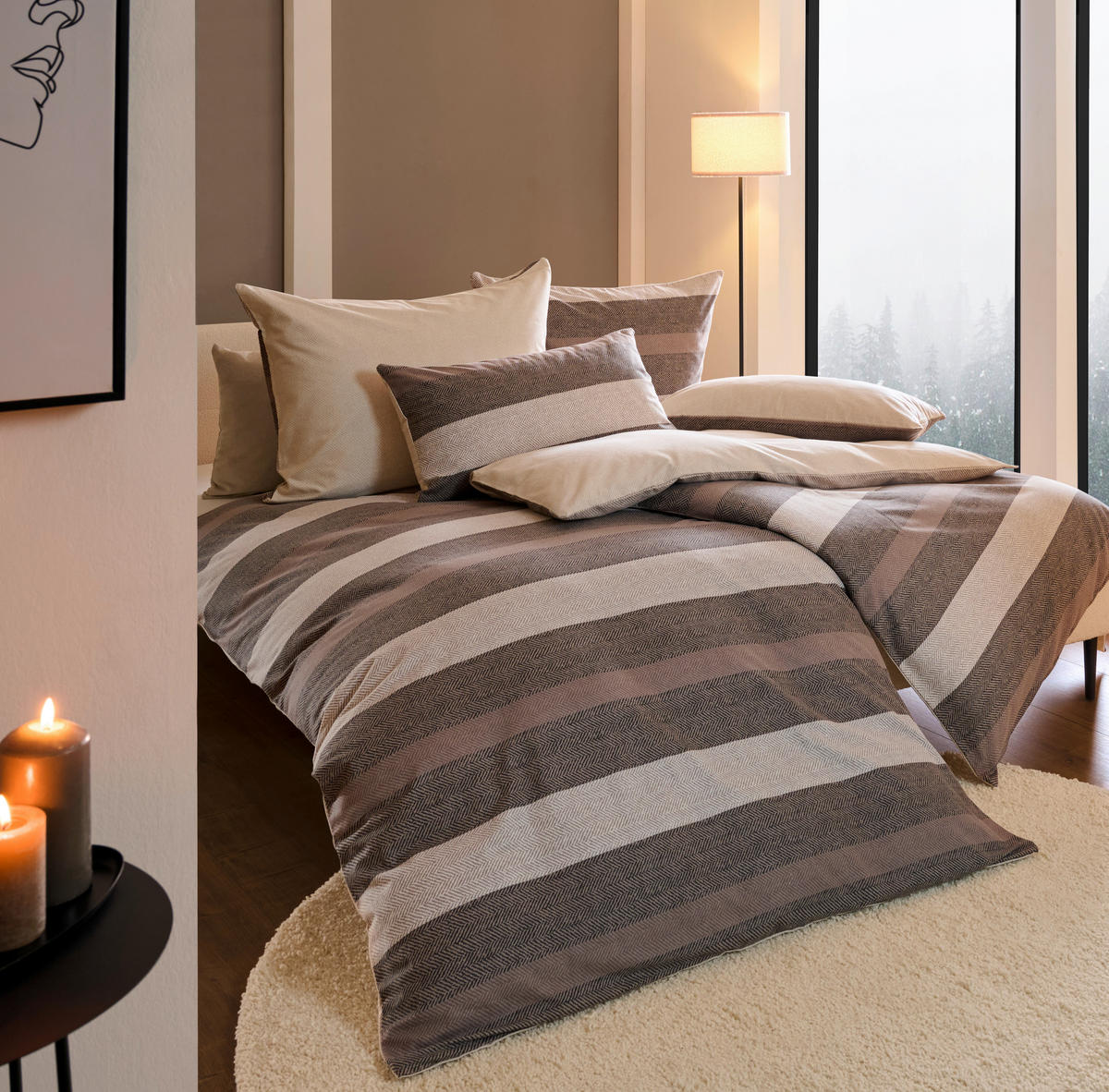 BETTWÄSCHE S. OLIVER Flanell 140/200 cm  - Beige/Braun, Design, Textil (140/200cm) - S. Oliver