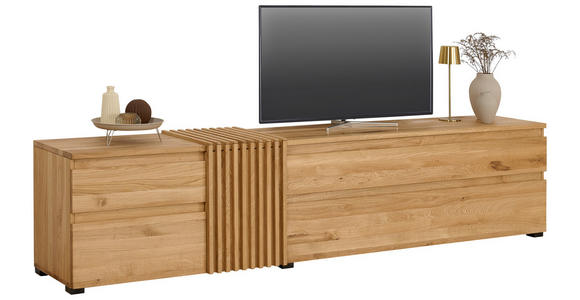 LOWBOARD  248,8/55,3/44 cm 2 Schublade(n) stehend, Beimöbel erhältlich  - Eichefarben/Schwarz, Natur, Holz (248,8/55,3/44cm) - Linea Natura