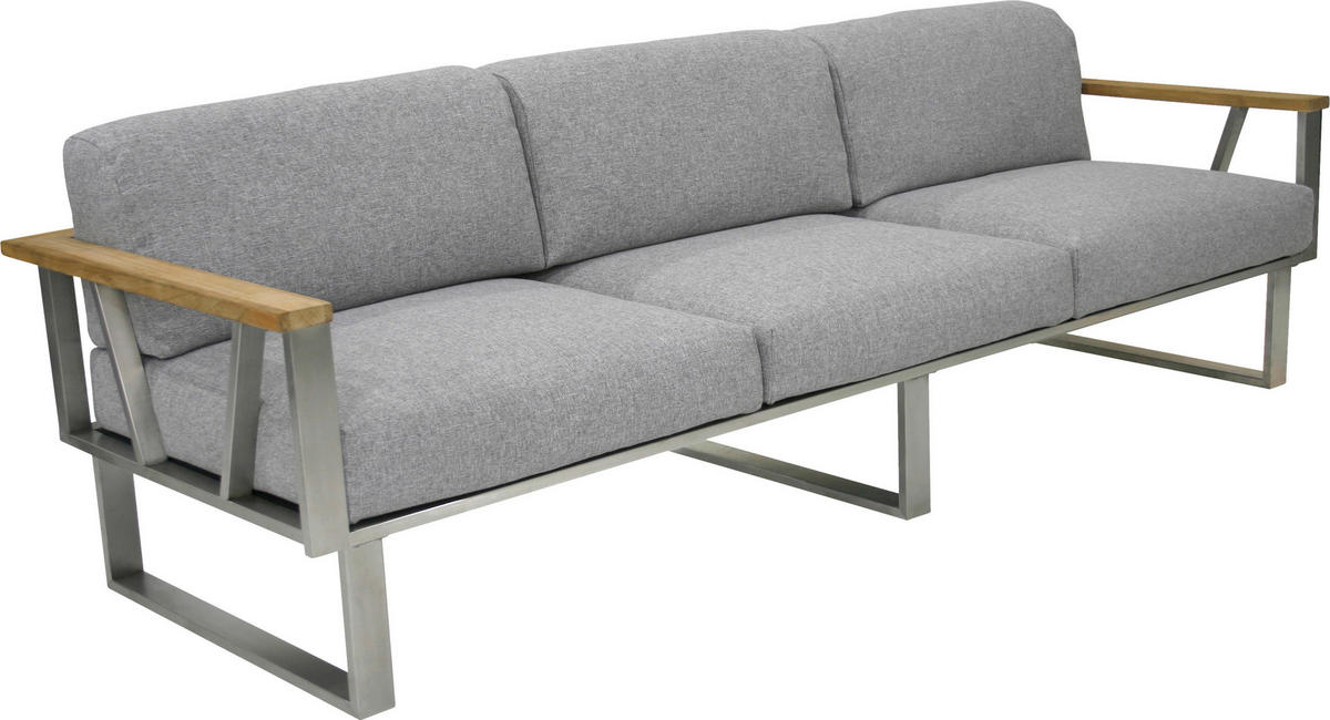 GARTENBANK 239/59/82,5 cm Teakholz  Edelstahl  - Edelstahlfarben/Grau, Design, Holz/Textil (239/59/82,5cm) - Zebra 