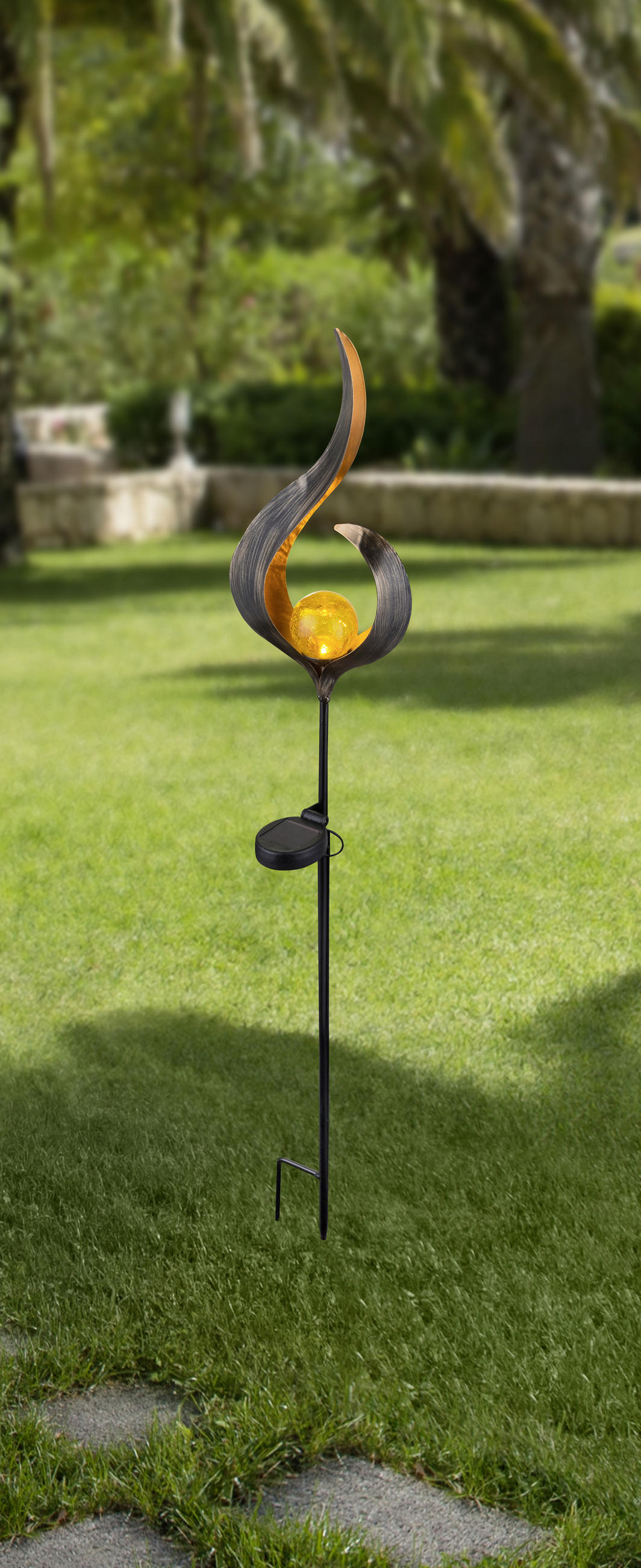 Solarleuchte 2er Set  2-teilig  - Bronzefarben, LIFESTYLE, Glas/Metall (90cm) - Ambia Garden
