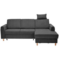 ECKSOFA Anthrazit Flachgewebe  - Anthrazit/Buchefarben, KONVENTIONELL, Holz/Textil (241/166cm) - Carryhome