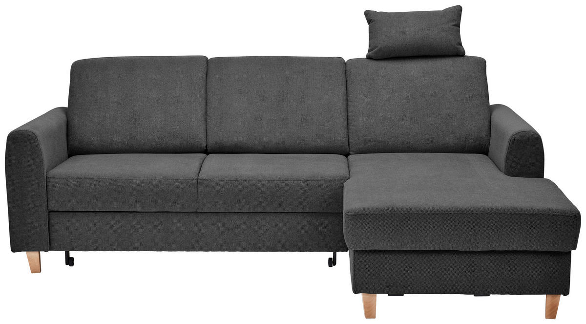 ECKSOFA Anthrazit Flachgewebe  - Anthrazit/Buchefarben, KONVENTIONELL, Holz/Textil (241/166cm) - Carryhome