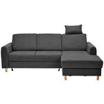 ECKSOFA  in Flachgewebe Anthrazit  - Anthrazit/Buchefarben, KONVENTIONELL, Holz/Textil (241/166cm) - Carryhome