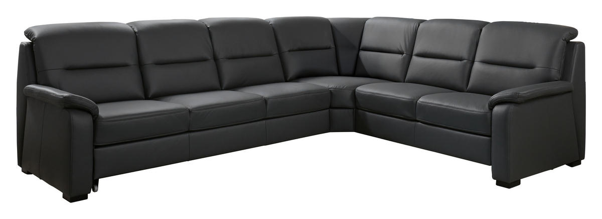 ECKSOFA BELDOMO premium Anthrazit Echtleder  - Anthrazit/Schwarz, KONVENTIONELL, Leder/Holz (303/245cm) - Beldomo Premium