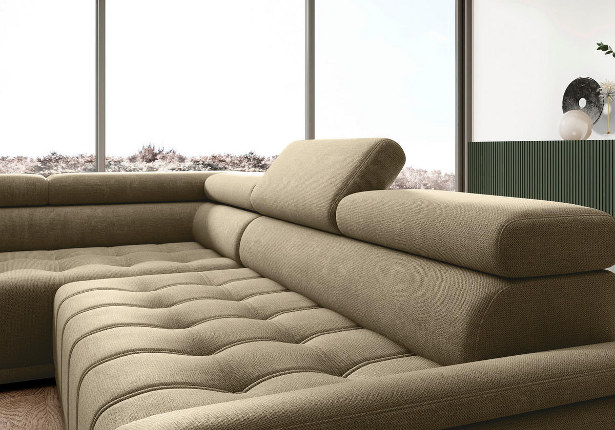 HÖRNSOFFA i chenille, vävt tyg taupe  - svart/taupe, Modern, textil/plast (206/283cm) - MID.YOU