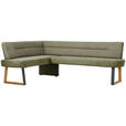 ECKBANK 173/225 cm Webstoff Grün, Eichefarben Eiche massiv Holz, Metall   - Eichefarben/Schwarz, KONVENTIONELL, Holz/Textil (173/225cm) - Voleo
