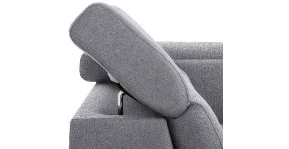 WOHNLANDSCHAFT inkl.Funktionen Hellgrau Webstoff - Silberfarben/Hellgrau, Design, Textil/Metall (226/320/168cm) - Xora