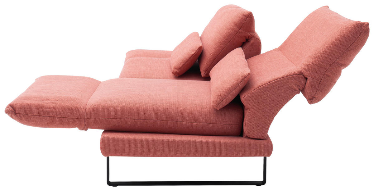 2-SITZER-SOFA Flachgewebe Koralle  - Koralle/Schwarz, Design, Textil/Metall (176/85/95cm) - Schöner Wohnen