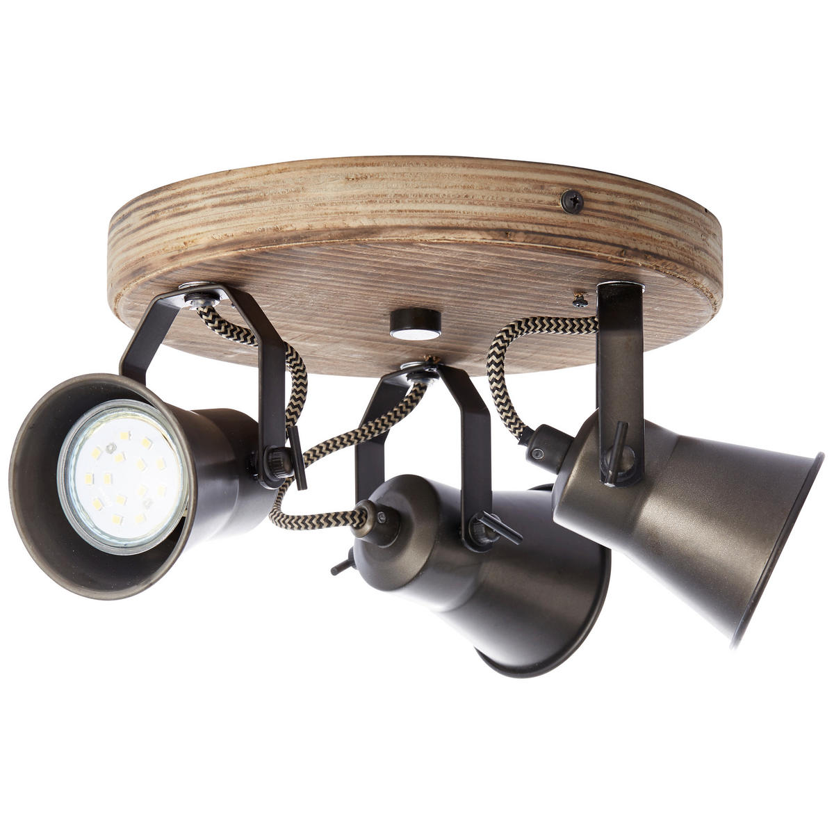 DECKENLEUCHTE Seed 28/13 cm   - Hellbraun/Schwarz, Natur, Holz/Metall (28/13cm) - Brilliant