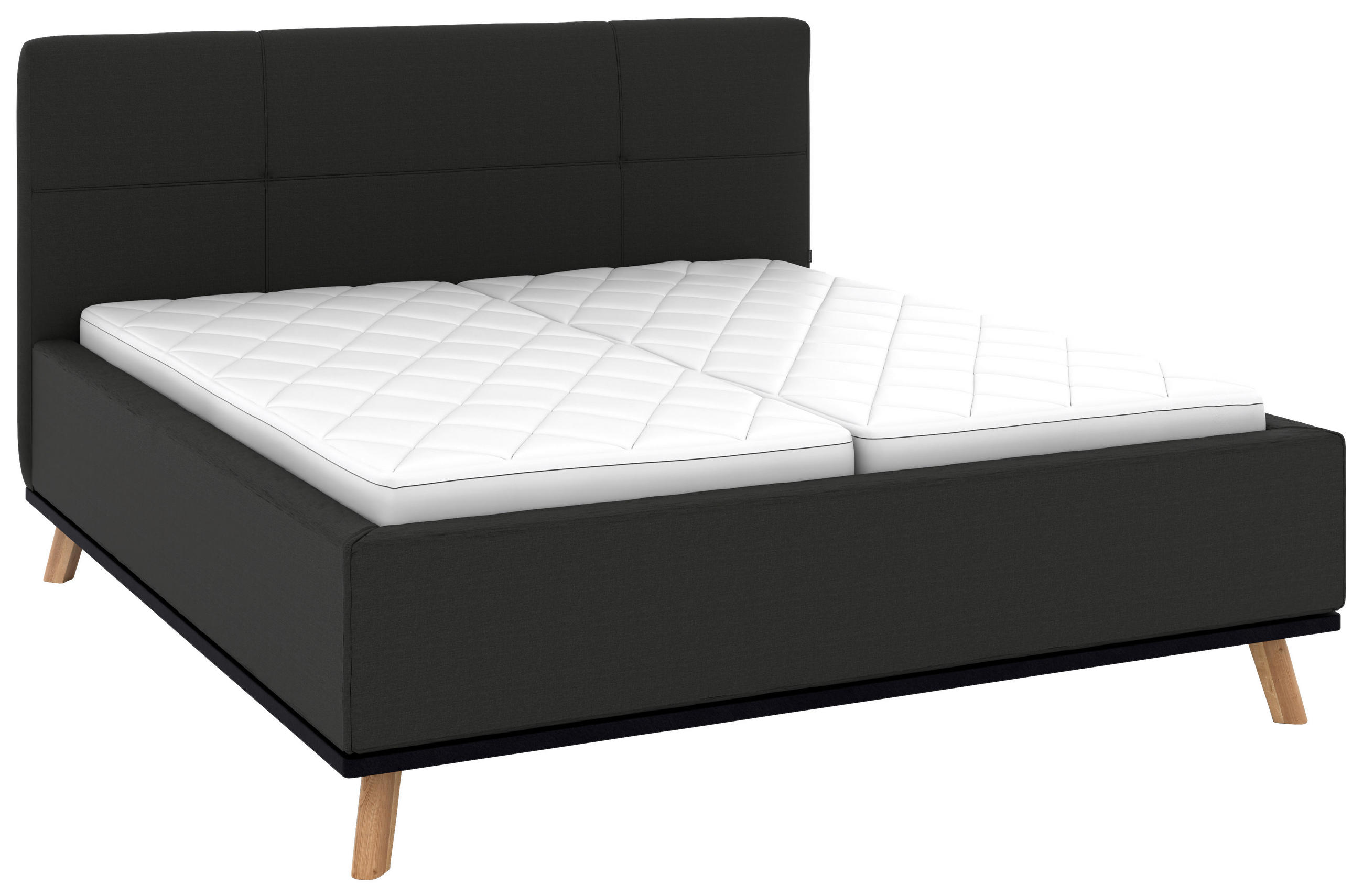 POLSTERBETT Matratze, Lattenrost, Bettkasten 180/200 cm  in Anthrazit  - Eichefarben/Anthrazit, Design, Holz/Textil (180/200cm) - Musterring