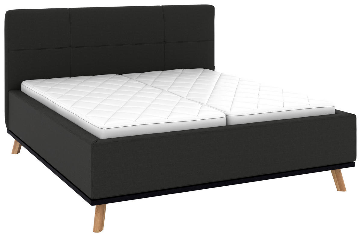 POLSTERBETT Matratze, Lattenrost, Bettkasten 180/200 cm  in Anthrazit  - Eichefarben/Anthrazit, Design, Holz/Textil (180/200cm) - Musterring