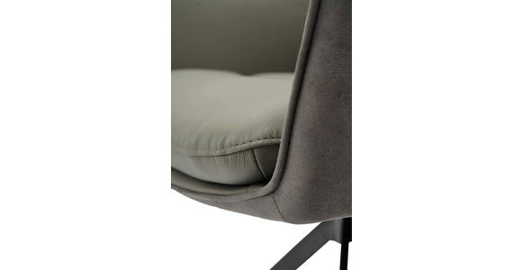 ARMLEHNSTUHL  inklusive Armlehnen, Sitzfläche 180° drehbar, automatische Rückholfunktion Mikrofaser Echtleder  - Anthrazit/Schwarz, Design, Leder/Textil (58/89/67cm) - Xora