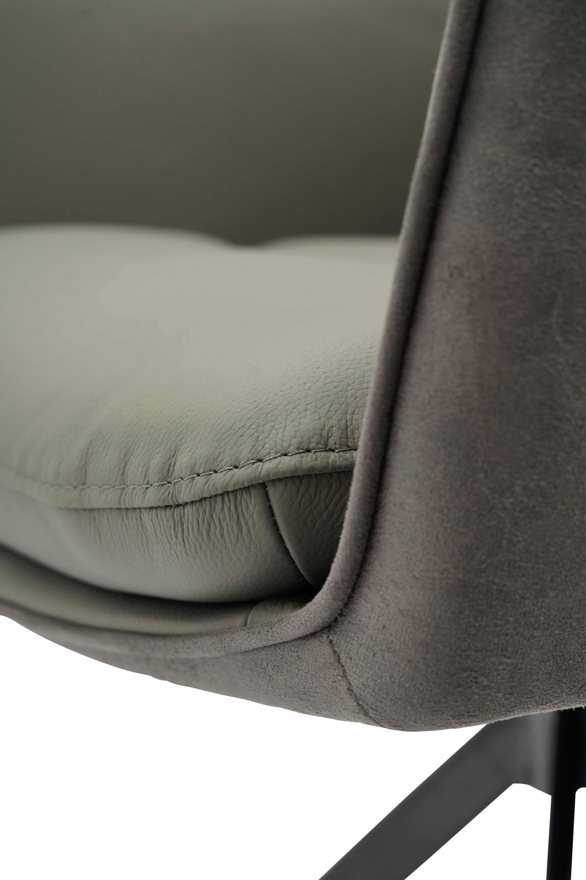 ARMLEHNSTUHL  in Eisen Mikrofaser Echtleder pigmentiert  - Anthrazit/Schwarz, Design, Leder/Textil (58/89/67cm) - Xora