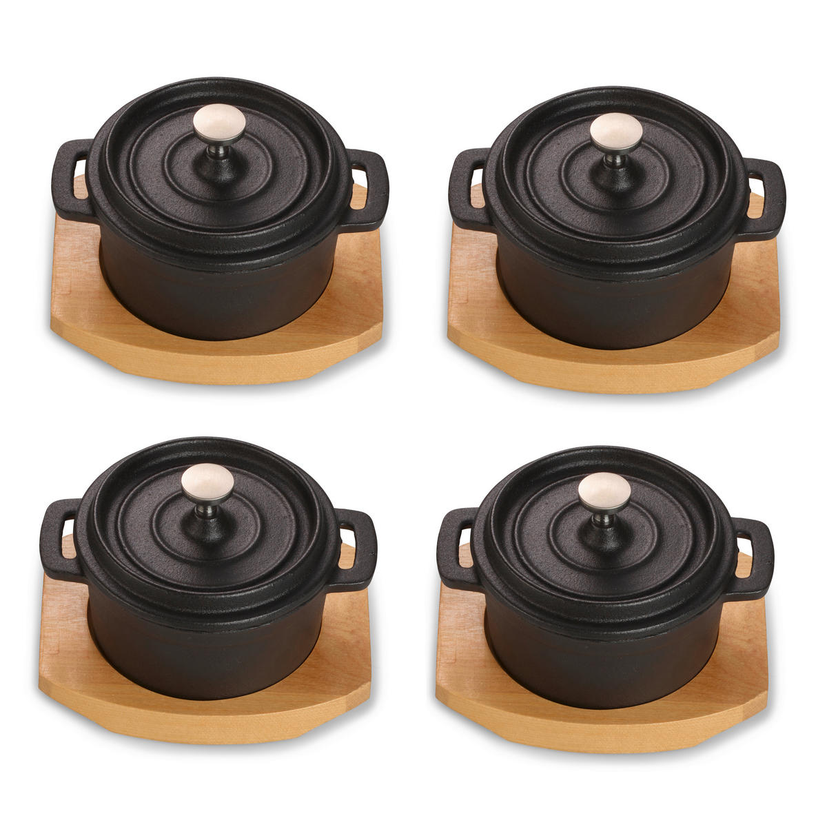 KOCHTOPFSET 4-teilig  - Schwarz, Basics, Metall (13/10/5cm) - Echtwerk