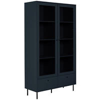 VITRINA 100/183/40 cm   - crna/plava, Moderno, staklo/drvni materijal (100/183/40cm) - MID.YOU