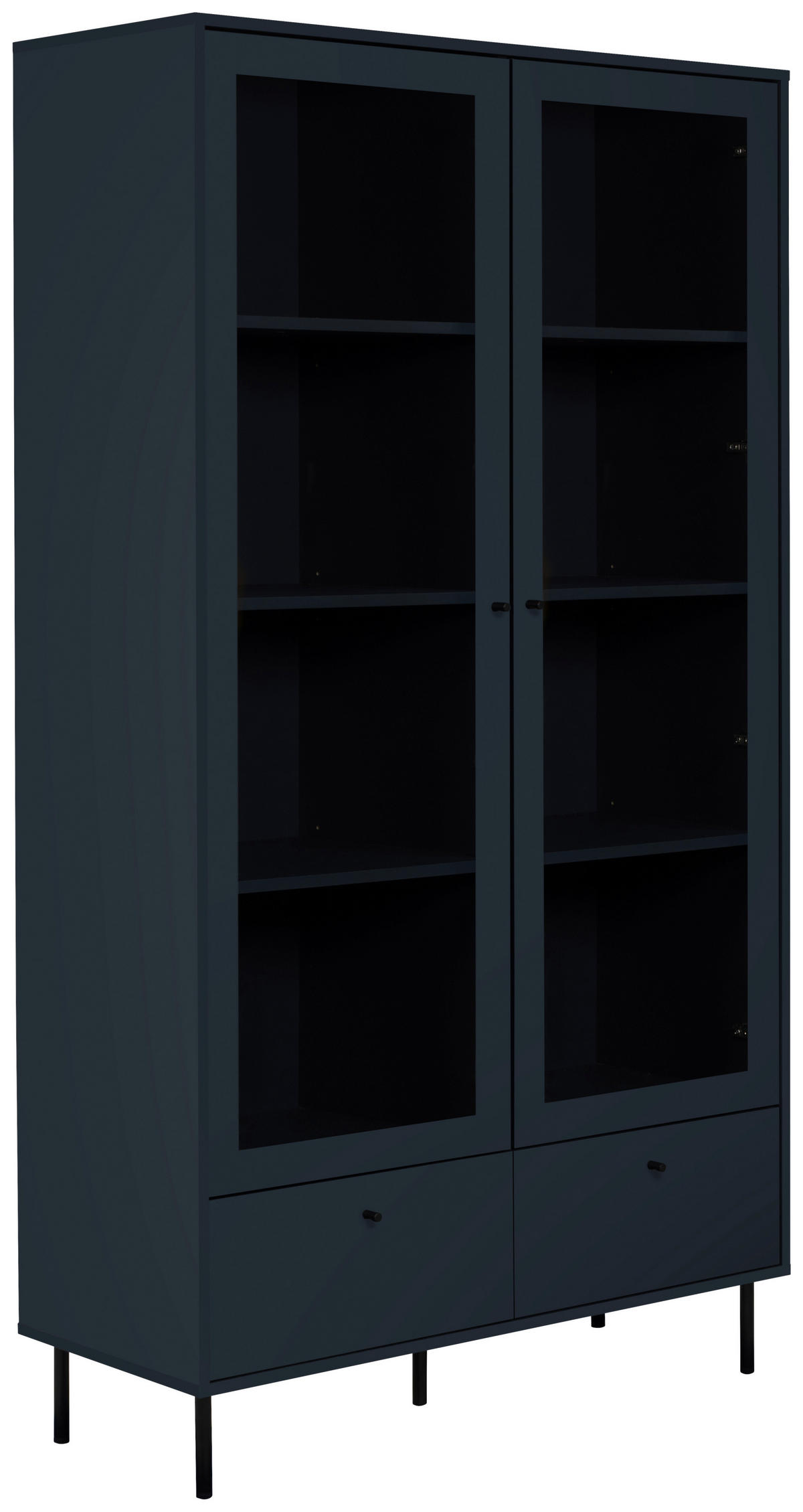 VITRINA 100/183/40 cm   - crna/plava, Moderno, staklo/drvni materijal (100/183/40cm) - MID.YOU