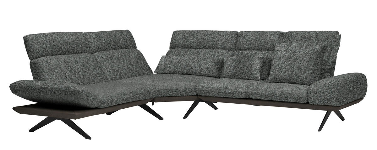 ECKSOFA in Flachgewebe Dunkelgrau  - Dunkelgrau/Schwarz, Design, Textil/Metall (270/239cm) - Koinor