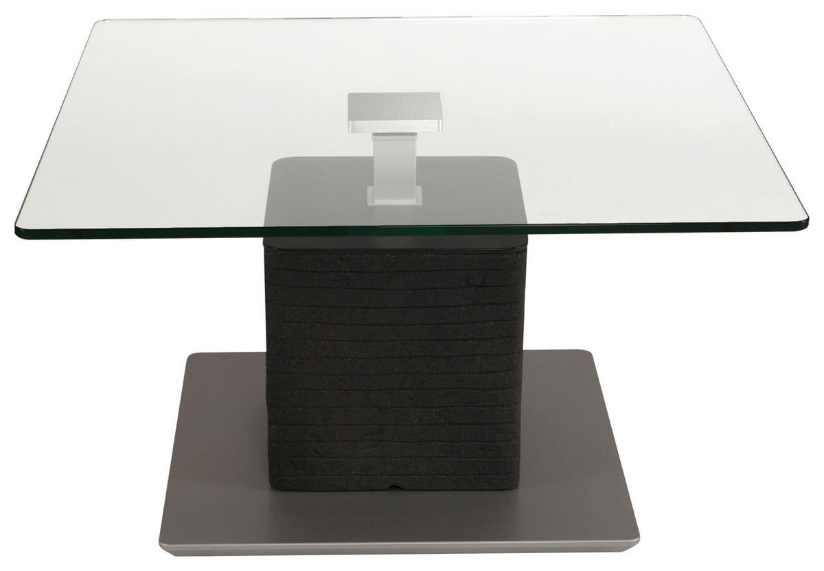 COUCHTISCH in Kunststoff, Glas, Holzwerkstoff 80/80/47-65 cm  - Anthrazit/Silberfarben, Design, Glas/Holzwerkstoff (80/80/47-65cm) - Venda