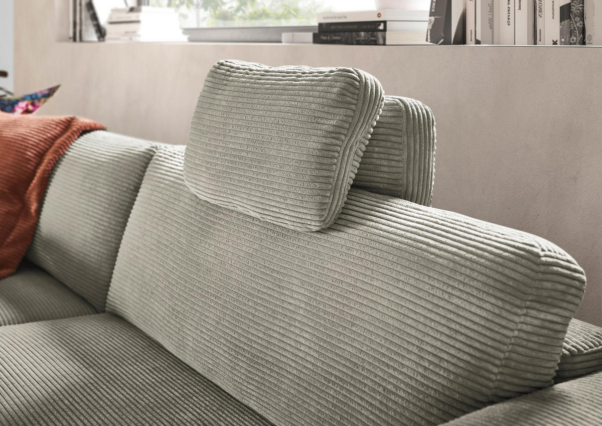 ECKSOFA inkl. Relaxfunktion in Cord Graubraun  - Graubraun/Schwarz, Design, Kunststoff/Textil (168/296cm) - Pure Home Lifestyle
