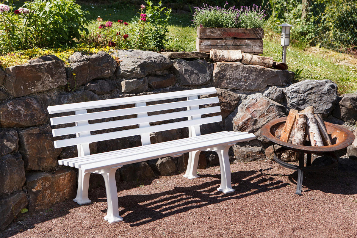 GARTENBANK 150/74/54 cm   - Weiß, Basics, Kunststoff (150/74/54cm) - Modante