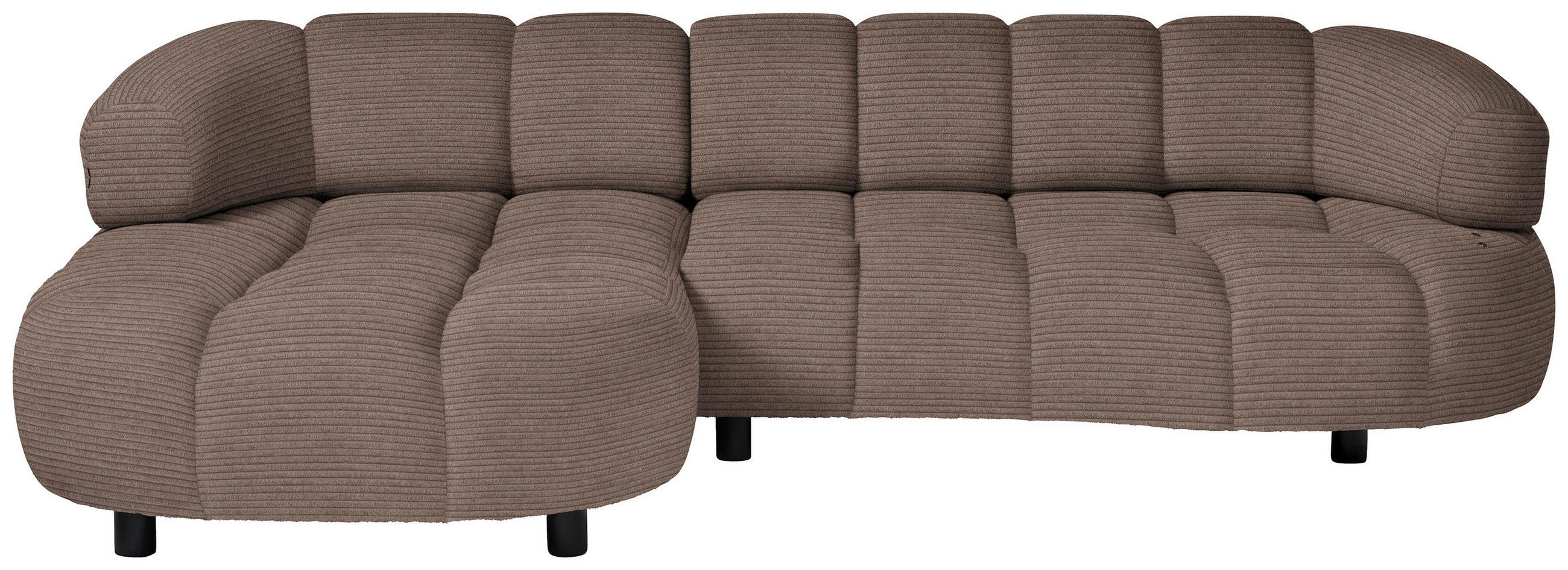 ECKSOFA Taupe Cord, Velours  - Taupe/Schwarz, Design, Holz/Textil (183/284cm) - Welnova