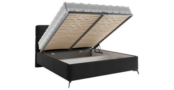 POLSTERBETT gepolstertes Kopfteil, Lattenrost Schwarz 140/200 cm  - Schwarz/Bronzefarben, MODERN, Holz/Textil (140/200cm) - Carryhome