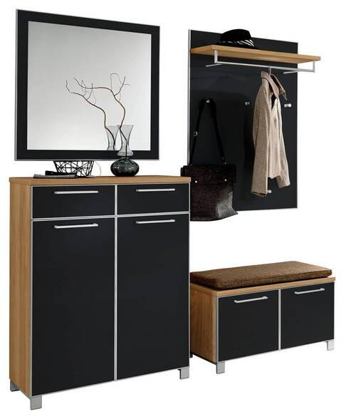 GARDEROBE 5-teilig in 175/195/40 cm - Hellbraun/Eichefarben, Design, Glas/Holz (175/195/40cm)