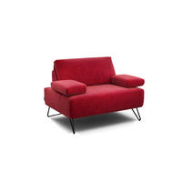 SESSEL in Samt Rot  - Rot/Schwarz, Design, Textil/Metall (114-142/85/86-94cm) - SENSOO