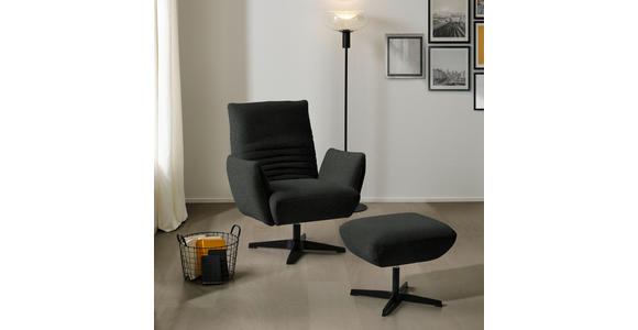 SESSEL in Teddystoff Anthrazit  - Anthrazit/Schwarz, Design, Textil/Metall (60/94/86cm) - Dieter Knoll